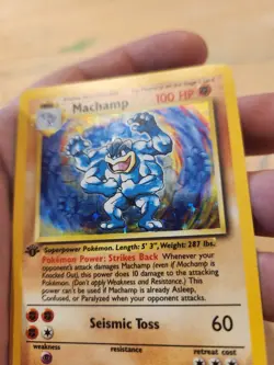 Machamp 8/102 Holo 1st Edition Base Set Rare 1999 Pokemon Card LP - Image 3
