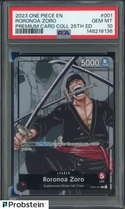 2023 One Piece EN Premium Card Collection 25th Edition #001 Roronoa Zoro PSA 10 - Image 1