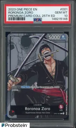 2023 One Piece EN Premium Card Collection 25th Edition #001 Roronoa Zoro PSA 10 - Image 1