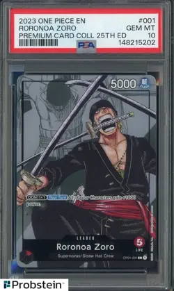 2023 One Piece EN Premium Card Collection 25th Edition #001 Roronoa Zoro PSA 10 - Image 1