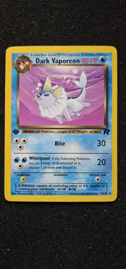 Pokemon Dark Vaporeon Card #45/82 1st Edition NM Non Holo 2000 - Image 1