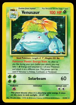 Venusaur 15/102 Holo Rare Base Set Unlimited Pokemon Card - Image 1