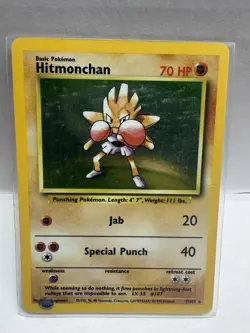 Pokemon Hitmonchan Base Set Holo Rare 70 HP Card 7/102 English Unlimited 1999 - Image 2