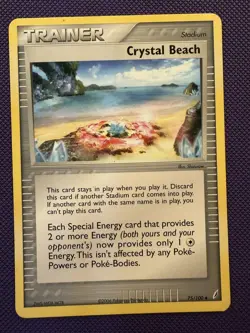 Crystal Beach 75/100 Crystal Guardians Pokemon Trainer Stadium Card LP - Image 1