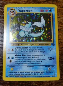 Vaporeon 12/64 Holo Jungle Set Holographic Rare Pokemon Card LP - Image 1