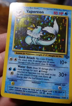 Vaporeon 12/64 Holo Jungle Set Holographic Rare Pokemon Card LP - Image 3