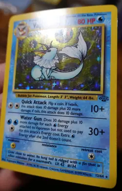 Vaporeon 12/64 Holo Jungle Set Holographic Rare Pokemon Card LP - Image 4