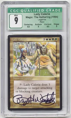 Graded Signed Lady Caleria CGC 9 MINT Legends Artist Bryon Wackwitz 1994 MTG EDH - Image 1