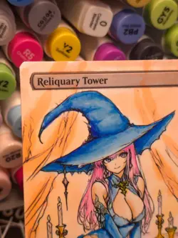 Reliquary Tower - MTG *Altered Hand Colored Original Art Anime - Witch 11-13-25 - Image 4