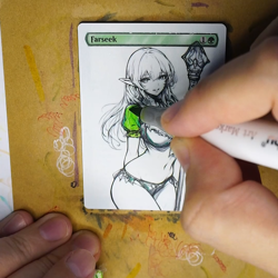 FARSEEK - MTG *Altered Hand Colored Original Art Anime - Green 11-13-25 - Image 2