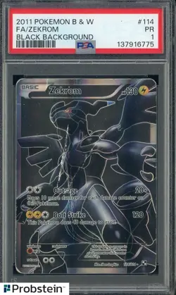 2011 Pokemon B & W Black Background #114 FA Zekrom PSA 1 PR - Image 1