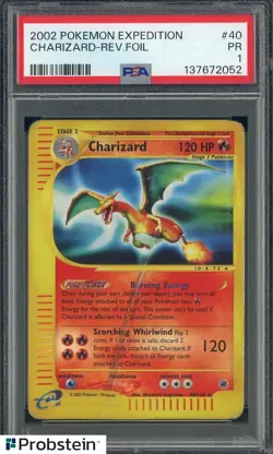 2002 Pokemon Expedition #40 Charizard Reverse Foil PSA 1 PR - Image 1