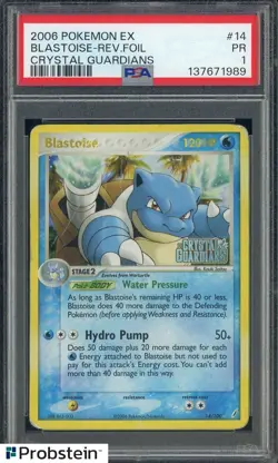 2006 Pokemon EX Crystal Guardians #14 Blastoise Reverse Foil PSA 1 PR - Image 1