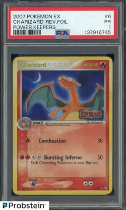 2007 Pokemon EX Power Keepers #6 Charizard Reverse Foil PSA 1 PR - Image 1