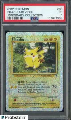 2002 Pokemon Legendary Collection #86 Pikachu Reverse Foil PSA 1 PR - Image 1