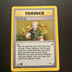 Pokemon Lt. Surge 17/132 Gym Heroes 1st Edition Holo Rare Trainer Card - Image 1