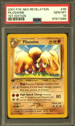 Pokemon Neo Revelation 1st Edition Piloswine 36/64 PSA 10 GEM MINT - Image 1