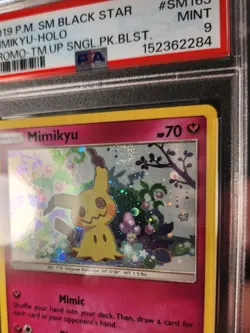 PSA 9 Mimikyu SM163 Black Star Promo Holo Team Up Blister 2019 Pokemon W/ SWIRL! - Image 2
