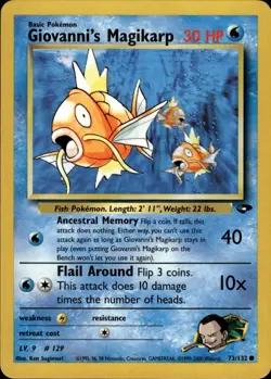Giovanni's Magikarp 73/132 Common Gym Challenge Pokemon Unlimited Lightly Played - Image 1