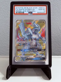 2018 POKEMON SM BLACK STAR PROMO #SM141 FULL ART/WHITE KYUREM GX PSA 10 - Image 1