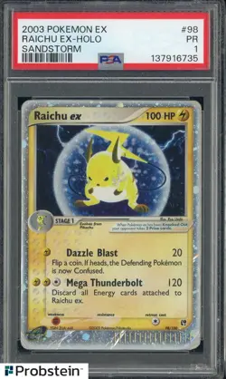2003 Pokemon EX Sandstorm #98 Raichu EX Holo PSA 1 PR - Image 1