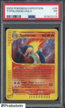 2002 Pokemon Expedition #28 Typhlosion Holo PSA 1 PR - Image 1