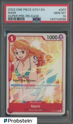 2022 One Piece ST01 EN Super Pre-Release #007 Nami PSA 10 GEM MINT - Image 1