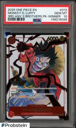 2025 One Piece Monkey.D.Luffy 3rd Ann. Event Winner Prize Promo ST01-012 PSA 10 - Image 1