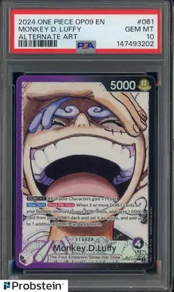 2024 One Piece OP09 EN Alternate Art #061 Monkey D Luffy PSA 10 GEM MINT - Image 1