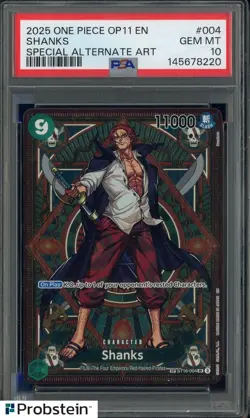 2025 One Piece OP11 EN Special Alternate Art #004 Shanks PSA 10 GEM MINT - Image 1