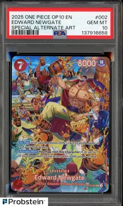 2024 One Piece OP10 EN Special Alternate Art 002 Edward Newgate PSA 10 GEM MINT - Image 1