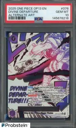 2025 One Piece OP13 EN Alternate Art #076 Divine Departure PSA 10 GEM MINT - Image 1