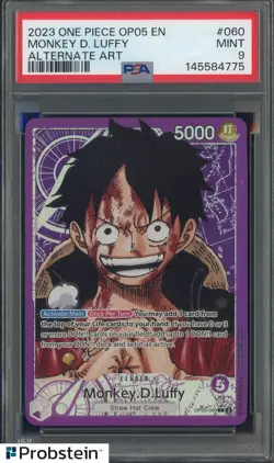 2023 One Piece OP05 EN Alternate Art #060 Monkey D Luffy PSA 9 MINT - Image 1