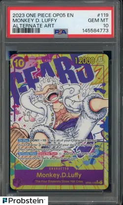 2023 One Piece OP05 EN Alternate Art #119 Monkey D Luffy PSA 10 GEM MINT - Image 1