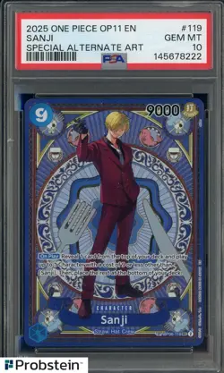 2025 One Piece OP11 EN Special Alternate Art #119 Sanji PSA 10 GEM MINT - Image 1
