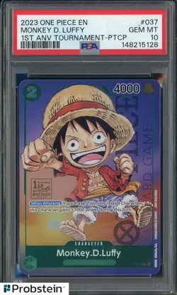 2023 One Piece EN 1st Anniversary Tournament PTCP #037 Monkey D Luffy PSA 10 - Image 1