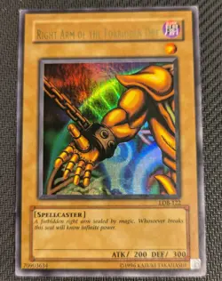 Yugioh Right Arm of the Forbidden One LOB-122 Unlimited Ultra Rare WAVY! - Image 1