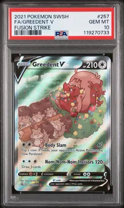Pokemon TCG Fusion Strike Greedent v Alternate Art Card 257/264 PSA 10 - Image 1