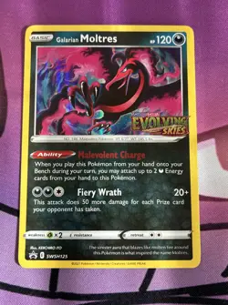 Pokemon TCG Galarian Moltres Evolving Skies SWSH125 Holo Promo Promo - Image 1