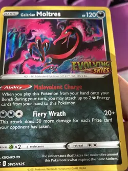Pokemon TCG Galarian Moltres Evolving Skies SWSH125 Holo Promo Promo - Image 3