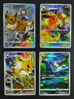Lot 4 Eevee Jolteon Vaporeon Flareon Pokemon Tcg Chinese Holo NE40 - Image 1