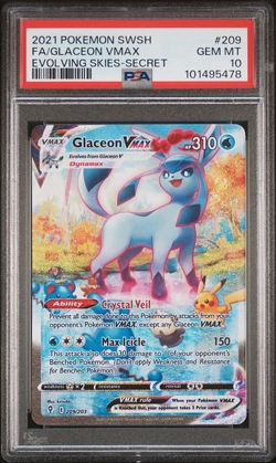 POKEMON GLACEON VMAX 2021 SWORD & SHIELD EVOLVING SKIES SECRET #209 FA PSA 10 - Image 1