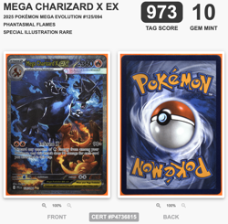 Mega Charizard X ex #125 TAG 10 GEM MINT • 973 Score • Pokemon Phantasmal Flames - Image 3