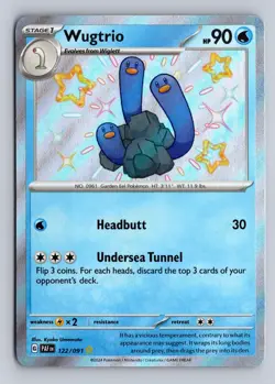Wugtrio 122/091 Shiny Rare Paldean Fates Pokemon Near Mint - Image 1