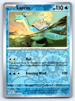 Pokemon Lapras SV03: Obsidian Flames OBF Uncommon Reverse Holofoil 045/197 NM - Image 1
