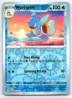 Pokemon Wartortle SV: Scarlet & Violet 151 MEW Reverse Holofoil 008/165 NM - Image 1