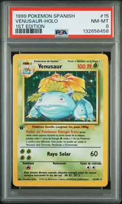1999 POKEMON SPANISH 1ST EDITION #15 VENUSAUR-HOLO PSA 8 - Image 1