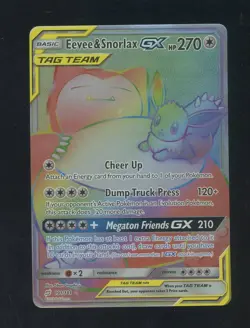 2019 Pokemon Sun & Moon Team Up Secret #191 FA Eevee & Snorlax GX - Image 1