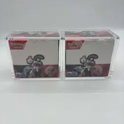 Lot (2) Pokemon SV10 Destined Rivals English Booster Boxes Sealed w/Acrylic Case - Image 1