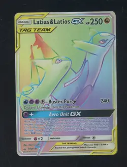 2019 Pokemon Sun & Moon Team Up Secret #190 FA Latias & Latios GX - Image 1